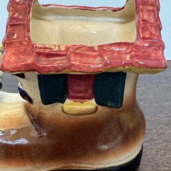 VTG Ceramic Planter Old Shoe Boot House Bird Japan Art Pottery Kitschy Decor - Picture 6 of 16